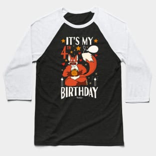 It's My 4th Birthday Fox And Tacos Gifts Baseball T-Shirt